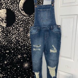 Distressed Fashion Nova Overalls